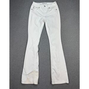 Y2K Miss Me Jeans Women's 26 White Mid-Rise Bootcut Sequin Embroidery Pockets